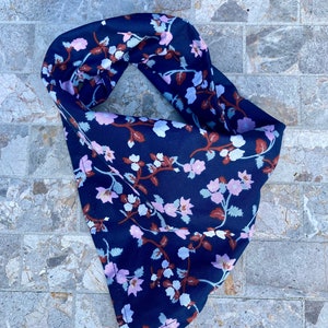 Pink Floral Vines on Cotton Blue Pet Bandana/Scarf