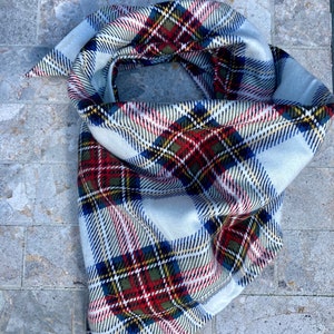 Holiday White Tartan with Red & Green Flannel Cotton Pet Bandana/Scarf