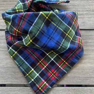 Red Blue & Green Tartan  Plaid Flannel Shirting Cotton Pet Bandana/Scarf