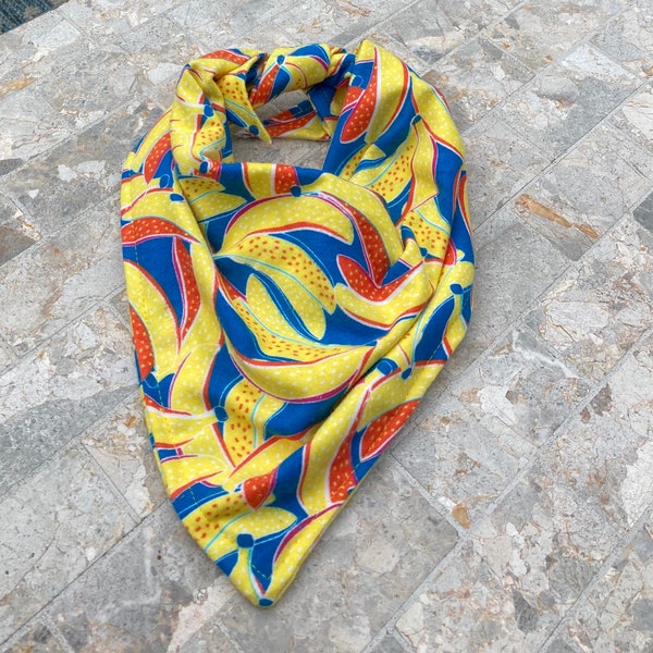 Yellow Bananas on Blue Flannel Cotton Pet Bandana/Scarf