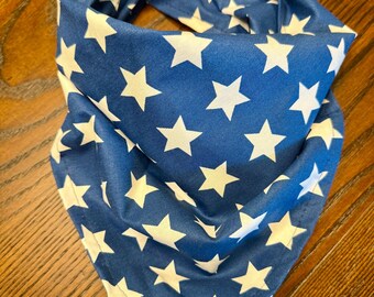 Patriotic White Stars on Royal Blue Cotton Pet Bandana/Scarf