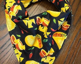 Tacos on Black Cotton Pet Bandana/Scarf
