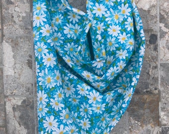 Teal Daisy Cotton Pet Ban/Scarf