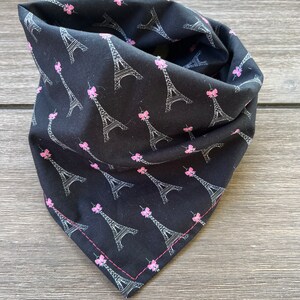 Eiffel Tower on Black Cotton Pet Bandana/Scarf