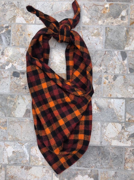 Orange and Black Gingham Plaiditudes Plaid Pet Bandana/Scarf