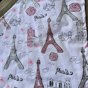 Eiffel Tower on White Cotton Glitter Pet Bandana/Scarf