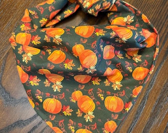 Fall Pumpkins on Brown Cotton Pet Bandana/Scarf