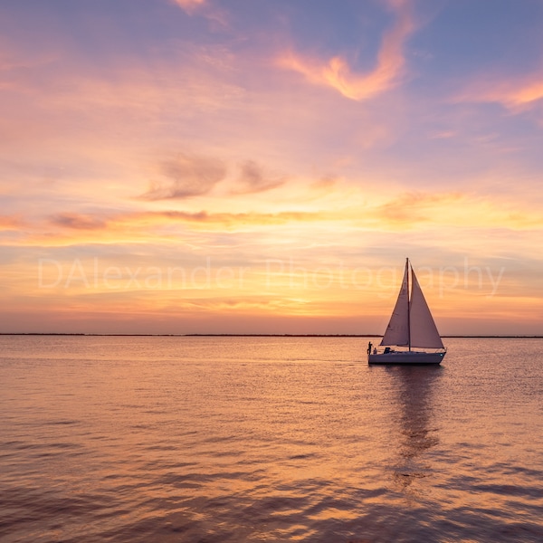 Lake Erie Sailboat Sunset | Great Lakes | Cleveland Ohio | Nautical | Photography | Photo Print | Wall Display