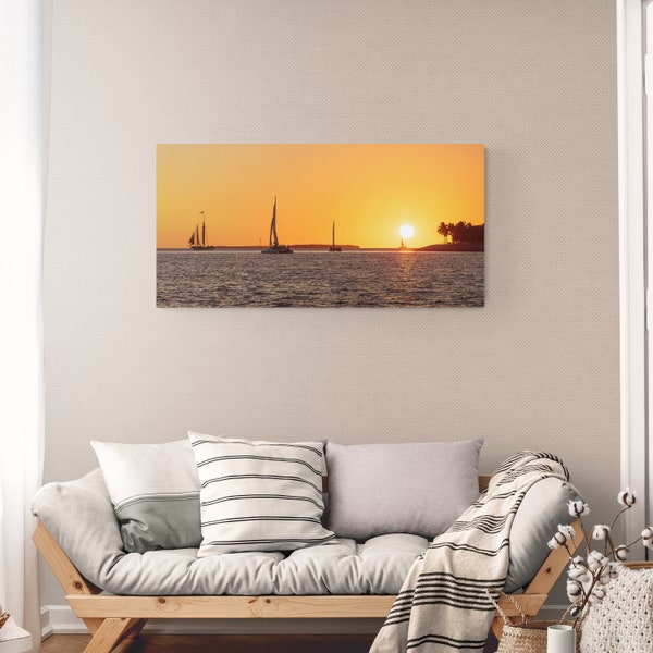 Key West Mallory Square Panoramic Sunset | Florida Keys | Sailboat | Nautical | Photography | Photo Print | Wall Display