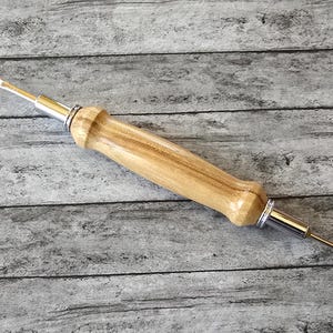 Handcrafted Hickory Wood Handle Seam Ripper Stiletto Combo with Reversible Blades