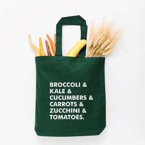 Veggie List Tote Bag, Choose Size and Color