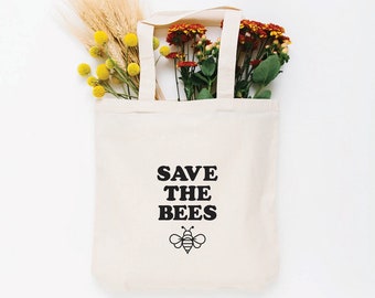 Save the Bees Tote Bag, Choose Size and Color