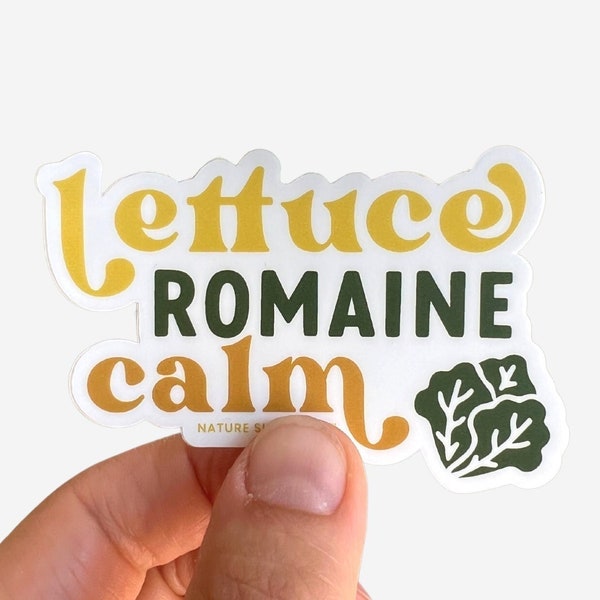 Lettuce Romaine Calm Sticker, Funny Garden Pun, Water Bottle Stickers, Laptop Sticker, Food Stickers, Let Us Remain Calm, Waterproof Sticker