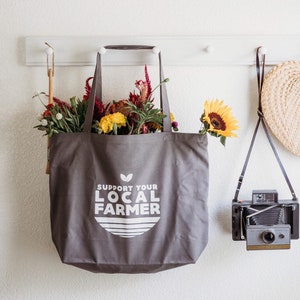 Support Your Local Farmer Tote Bag, Choose Size and Color image 8