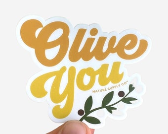 Olive You Sticker, Funny Garden Pun, Water Bottle Stickers, Laptop Sticker, Food Stickers