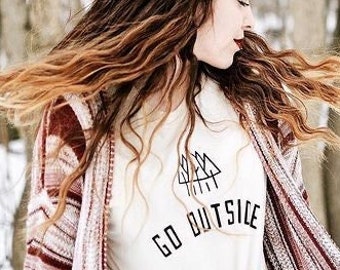 Go Outside Tshirt, Outdoor Tee, Adventure Tshirt for Women, Outdoorsy Shirt, Gift for Nature Lover, Nature Shirt Hiking, Camping Shirt