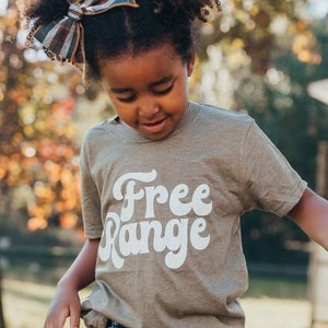 Free Range Kids Tee, Wild and Free Kids Tee, Outdoor Shirt for Kids, Gift for Chicken Lover, Gender Neutral Farm Shirt, Nature Graphic Tee