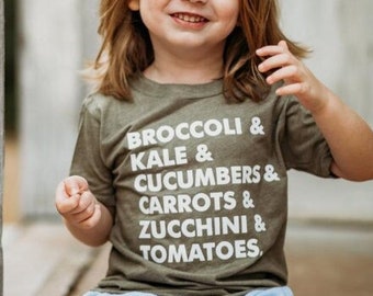 Vegetable Shirt for Kids, Eat Veggies Kids Tee, Garden Shirt for Kids, Gift for Gardener, Gender Neutral Plant Shirt, Toddler Plant Tee