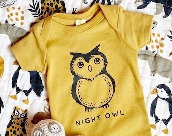 Night Owl Baby Bodysuit, Cute One Piece, Gift for Nature Mom, Gender Neutral Baby, Baby Shower Gift for New Mom, Expecting Mom Gift