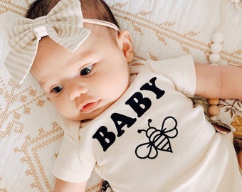 Baby Bee One Piece Bodysuit, Pregnancy Announcement, Gift for Mom, Baby Shower Gift Newborn, Expecting Mom Gift, Pregnancy Photo Shoot,