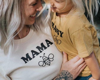 Mama Bee Shirt, Gift for New Mom, Matching Family Shirts, Mothers Day Gift, Matching Mom Mini Tee, Pregnancy Announcement Tshirt, Bee Tee