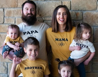 Matching Family Shirts, Family Tshirts for Photo Shoot, Matching Mom Mini Shirts, Mama Bee Shirt, Shirt for New Mom, Pregnancy Announcement