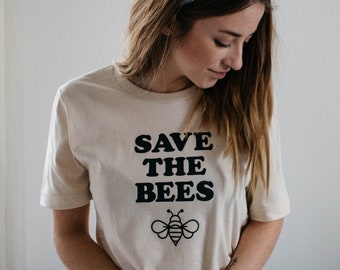 Save the Bees Shirt, Bee Tee, Honeybee Shirt, Gift for Beekeeper, Beekeeper Shirt, Retro Bee Tee, Honeybee Graphic Tshirt, Pollinator Tshirt
