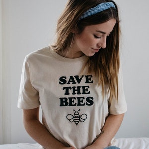 Save the Bees Shirt, Bee Tee, Honeybee Shirt, Gift for Beekeeper, Beekeeper Shirt, Retro Bee Tee, Honeybee Graphic Tshirt, Pollinator Tshirt image 1