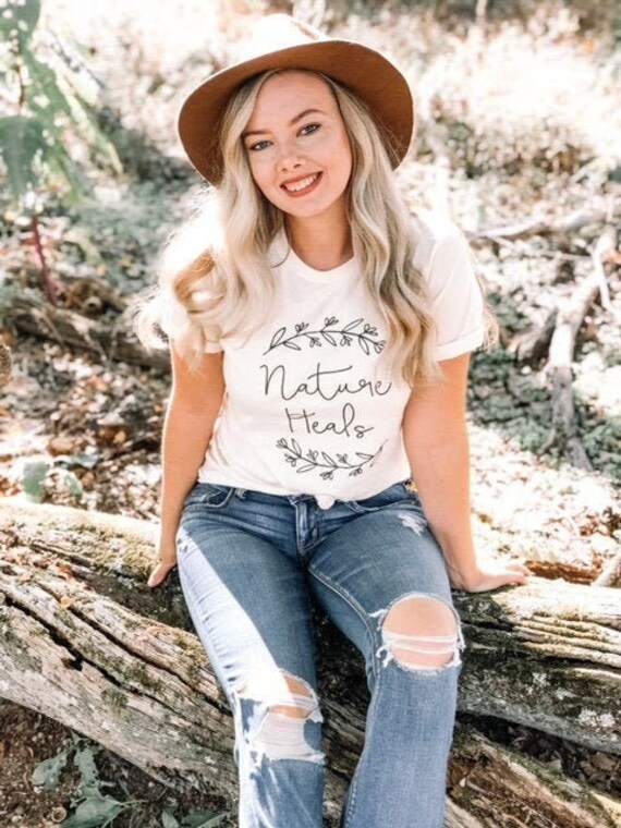 Nature Tshirt, Outdoor Tee, Adventure Tshirt for Women, Outdoorsy Shirt, Gift for Nature Lover, Gift for Naturalist, Flower Nature Shirt