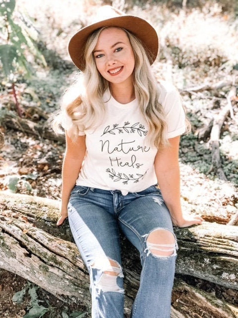 Nature Tshirt, Outdoor Tee, Adventure Tshirt for Women, Outdoorsy Shirt, Gift for Nature Lover, Gift for Naturalist, Flower Nature Shirt image 1