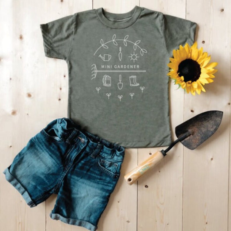 Kids Tee Gardening, Garden Shirt for Kids, Gift for Gardener, Gender Neutral Garden Shirt, Toddler Garden Tee, Mini Gardener Graphic Tshirt image 2