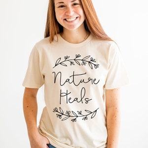 Nature Tshirt, Outdoor Tee, Adventure Tshirt for Women, Outdoorsy Shirt, Gift for Nature Lover, Gift for Naturalist, Flower Nature Shirt Cream