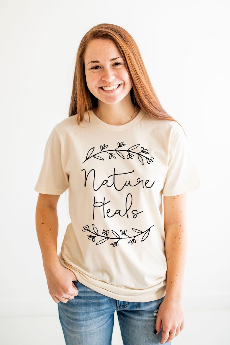 Nature Tshirt, Outdoor Tee, Adventure Tshirt for Women, Outdoorsy Shirt, Gift for Nature Lover, Gift for Naturalist, Flower Nature Shirt Cream