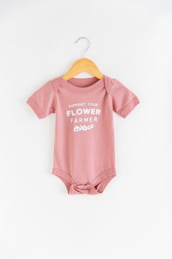 Flower Farmer Baby, Flowers Bodysuit, Support Farmer One Piece, Baby Shower Gift Flower Theme, Expecting Mom Gift, Gender Neutral Baby