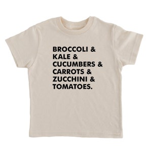 Vegetable Shirt for Kids, Eat Veggies Kids Tee, Garden Shirt for Kids, Gift for Gardener, Gender Neutral Plant Shirt, Toddler Plant Tee Cream