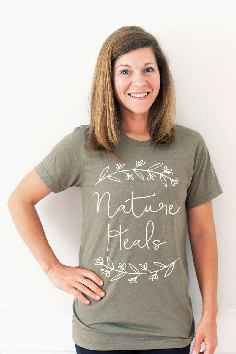 Nature Tshirt, Outdoor Tee, Adventure Tshirt for Women, Outdoorsy Shirt, Gift for Nature Lover, Gift for Naturalist, Flower Nature Shirt Olive