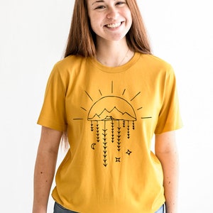 Camping Shirt, Outdoor Camp Tee, Adventure Tshirt for Women, Outdoorsy Camp Shirt, Gift for Nature Lover, Nature Shirt Hiking Mustard