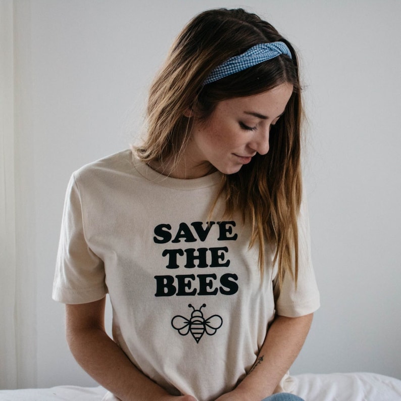 Save the Bees Shirt, Bee Tee, Honeybee Shirt, Gift for Beekeeper, Beekeeper Shirt, Retro Bee Tee, Honeybee Graphic Tshirt, Pollinator Tshirt image 1