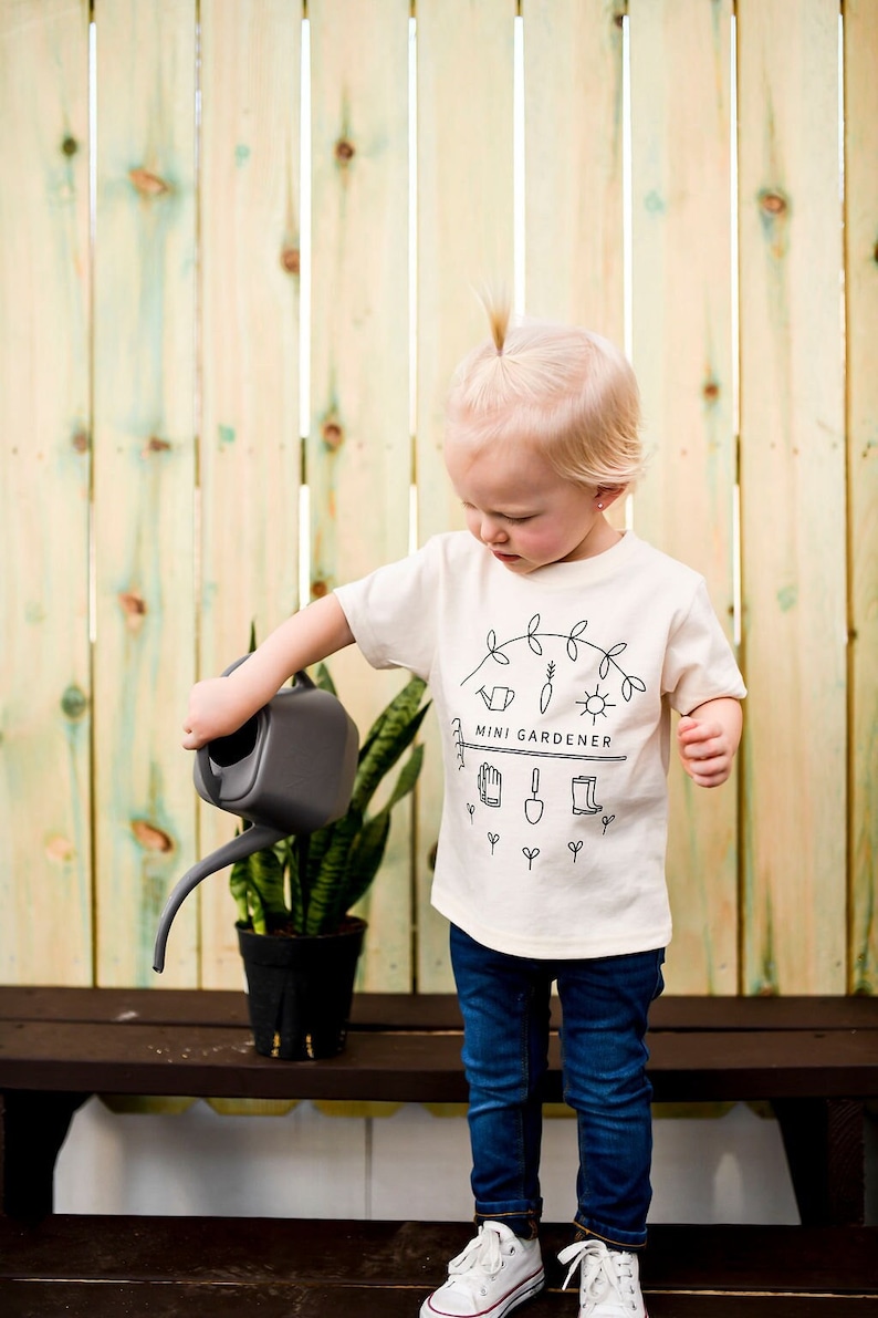Kids Tee Gardening, Garden Shirt for Kids, Gift for Gardener, Gender Neutral Garden Shirt, Toddler Garden Tee, Mini Gardener Graphic Tshirt image 1