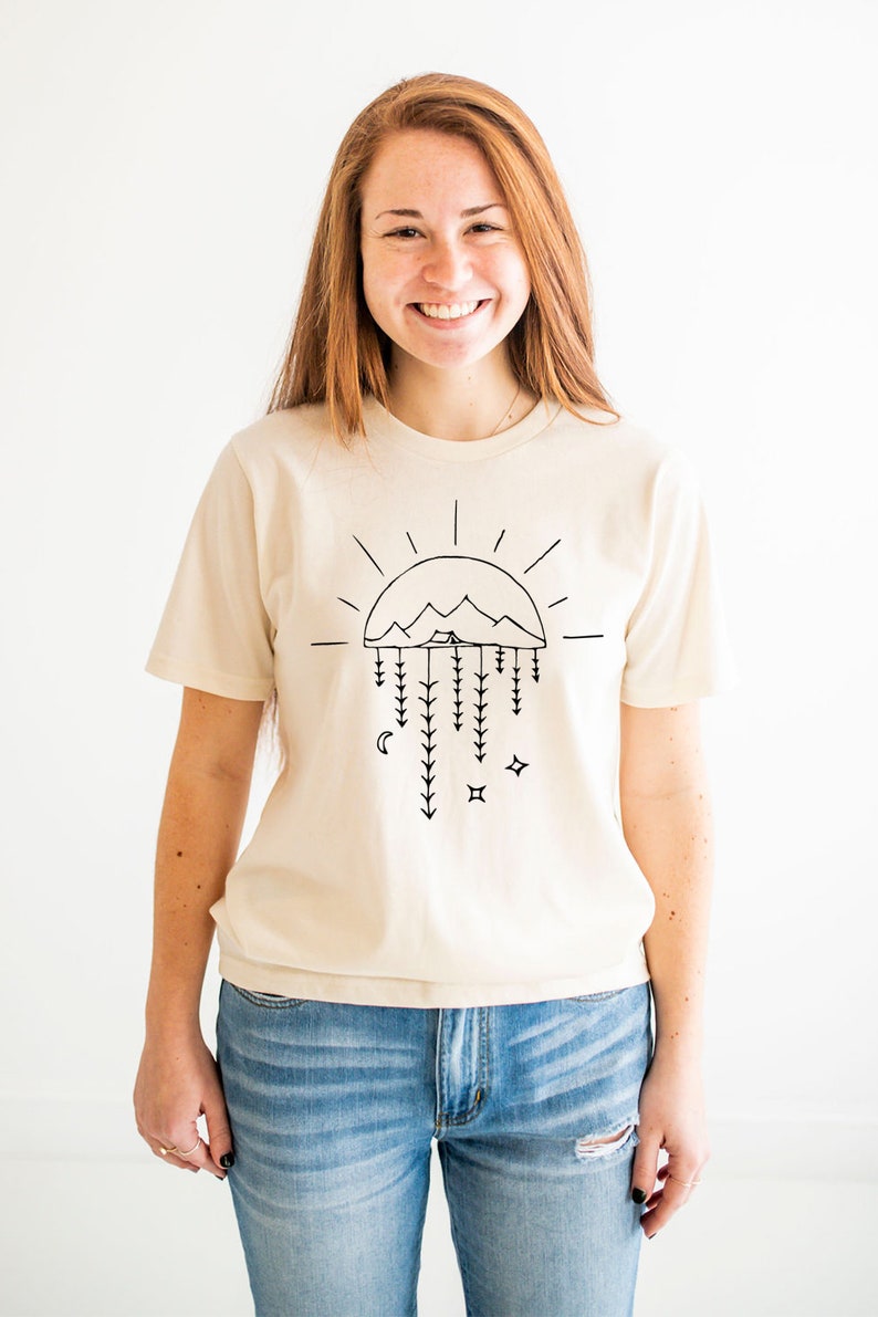 Camping Shirt, Outdoor Camp Tee, Adventure Tshirt for Women, Outdoorsy Camp Shirt, Gift for Nature Lover, Nature Shirt Hiking Cream