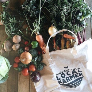 Support Your Local Farmer Tote Bag, Choose Size and Color image 3