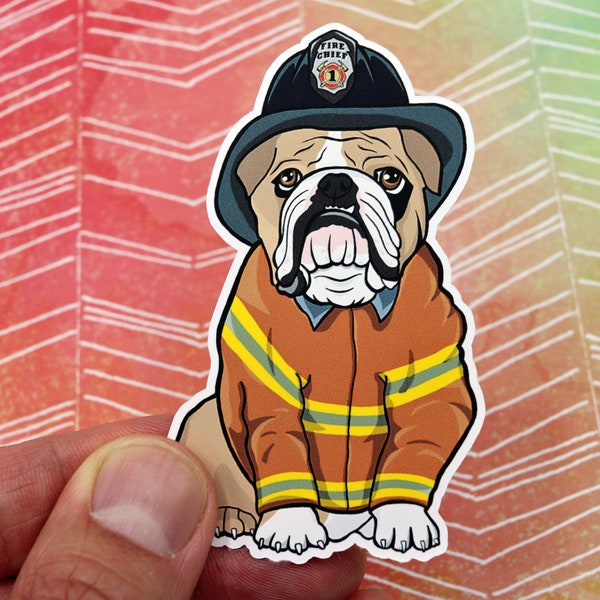 Bulldog Vinyl Sticker, Bulldog Decal, Funny Dog Sticker, Dog Lover Sticker, Cute Sticker, Firefighter Sticker, Funny Stuff, Hero Sticker