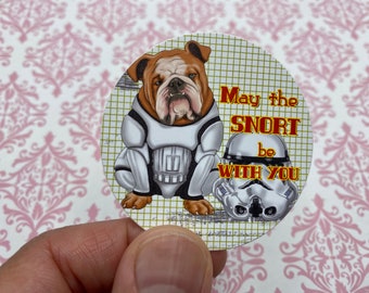 Funny Bulldog Sticker, Bulldog Sticker, Funny Dog Sticker, Dog Lover Sticker, Cute Sticker, Star Wars Sticker, Storm Trooper