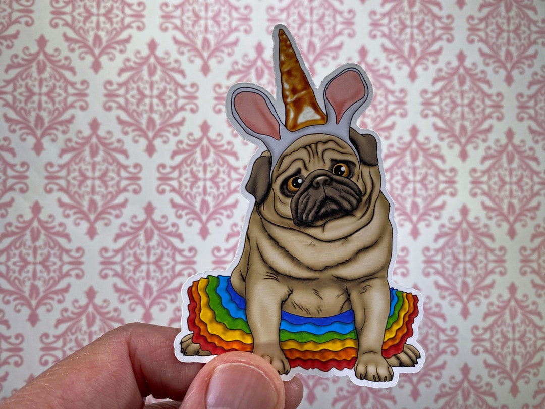 Pug Vinyl Sticker, Pug Sticker, Funny Dog Sticker, Dog Lover Sticker ...