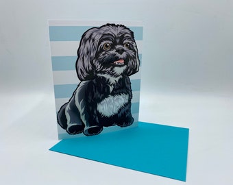 Biglietto d'auguri, biglietto per cani, biglietto divertente, biglietto per gli amanti degli animali, biglietto per gli amanti dei cani, biglietto Shih Tzu in bianco e nero, biglietto d'auguri Shih Tzu