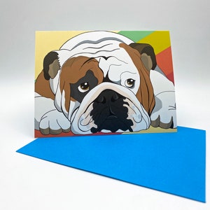 Greeting Card, Dog Card, Funny Card, Animal Lover Card, Dog Lover Card, English Bulldog Greeting Card, Sleeping English Bulldog