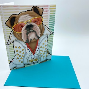 Tarjeta de felicitación Bulldog, tarjeta de perro, tarjeta divertida, tarjeta de amante de los animales, tarjeta de amante de los perros, tarjeta de felicitación de Bulldog inglés, tarjeta de amante de Bulldog