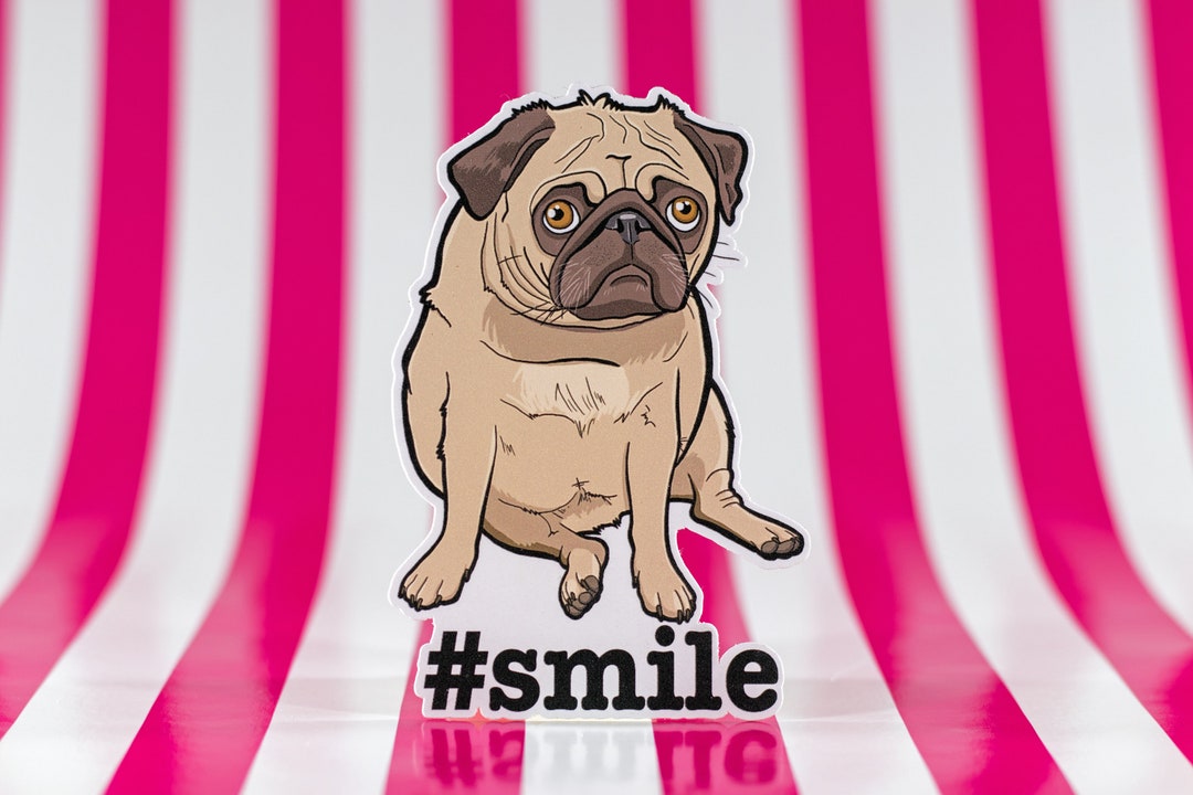 Pug Vinyl Sticker, Pug Decal Sticker, Funny Dog Sticker, Dog Lover ...