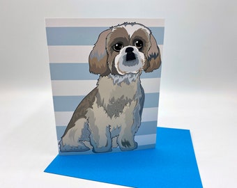 Biglietto d'auguri, Carta del cane, Carta divertente, Carta degli amanti degli animali, carta amante del cane, carta Shih Tzu, adozione e salvataggio del cane