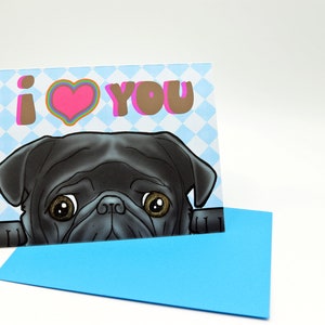 Cartão de felicitações, cartão de cachorro, cartão engraçado, cartão de amante, cartão de amante de cachorro, cartão de felicitações Pug preto, cartão de amor, cartão inspirador, cartão motivacional